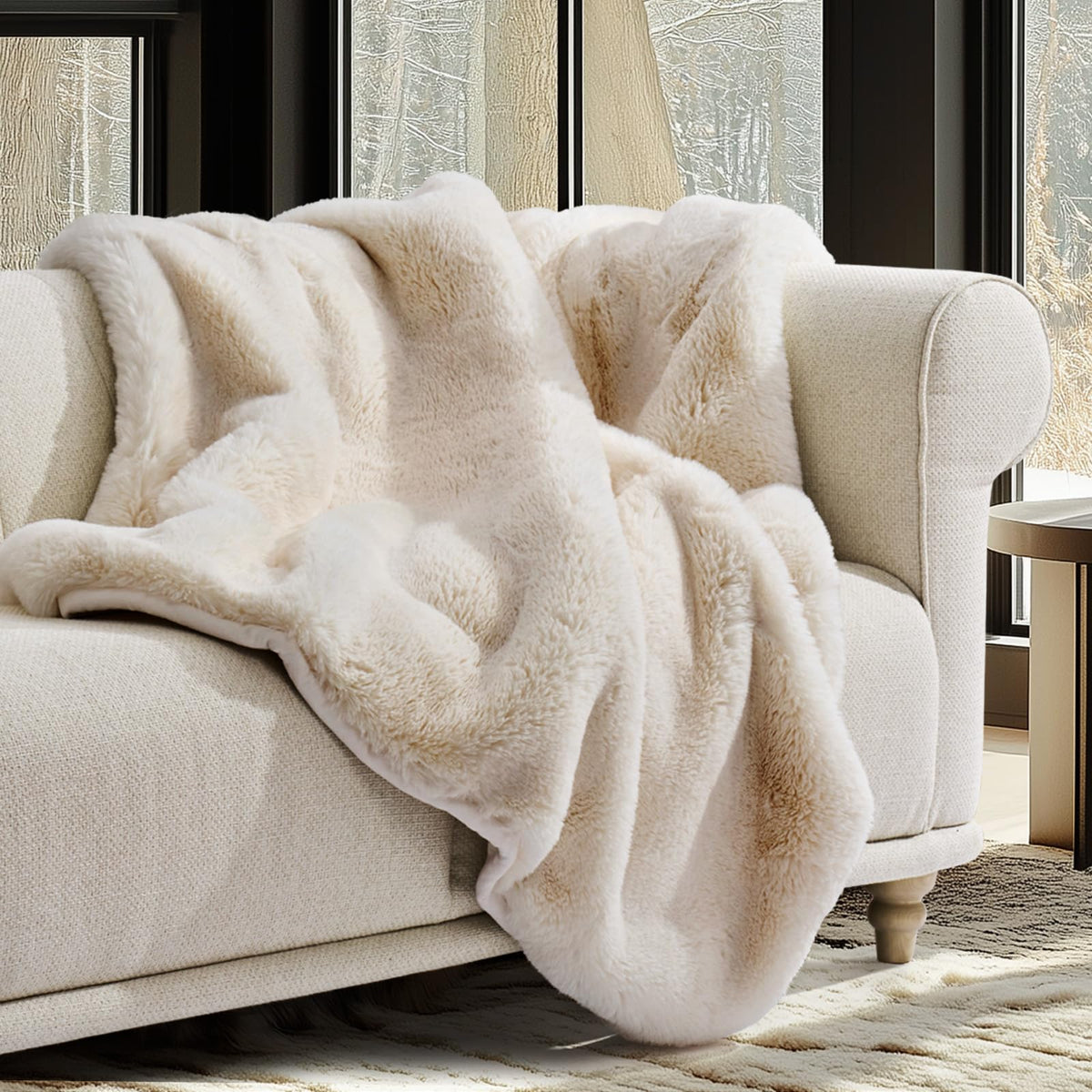 Faux Chinchilla-Fur Throw Blanket