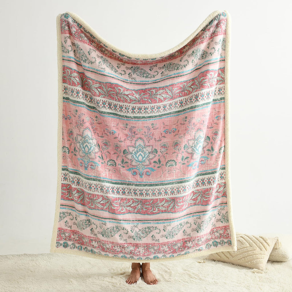 Aztec Sherpa-Lined Throw Blanket