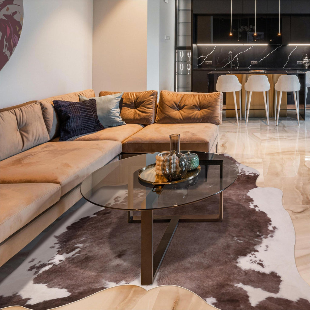 Faux Cowhide Rug 4.6x5.2 ft Cow Hide Faux Cowhide for Living Room Bedroom Dining