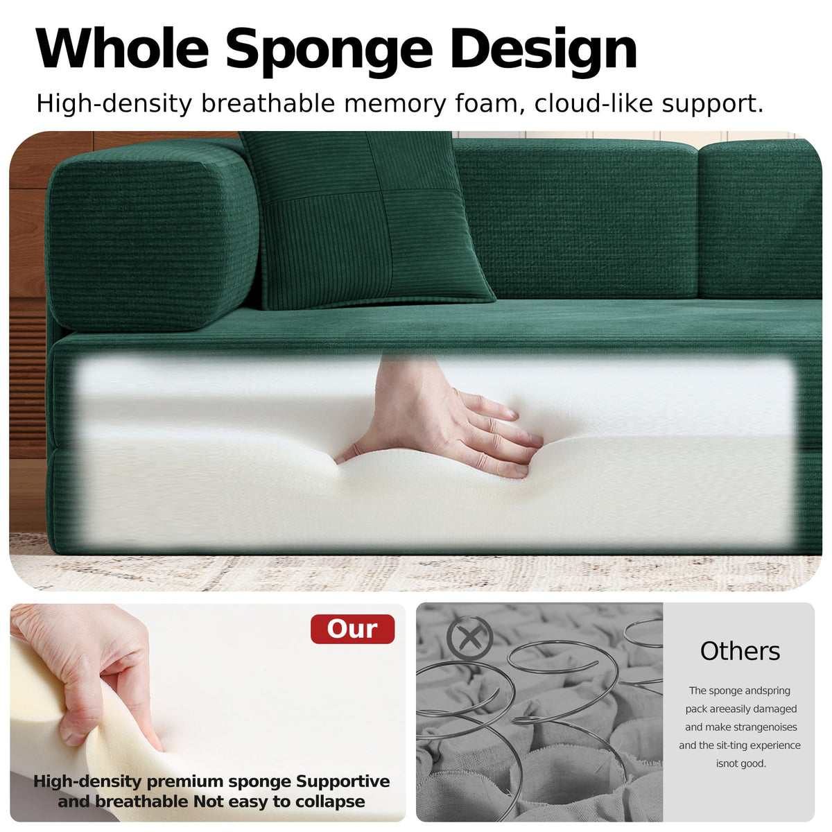 78.8'' Futon Sofa Bed, Boneless Couches for Living Room