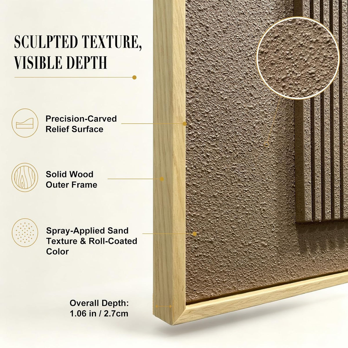 Abstract Geometric Relief Wall Art – Framed Triptych