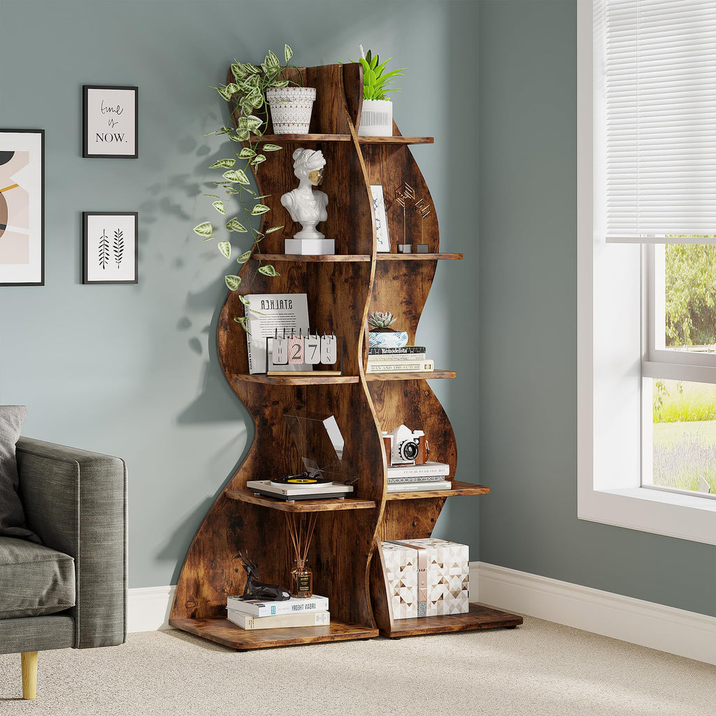 Modern Five-Tier Corner Bookshelf
