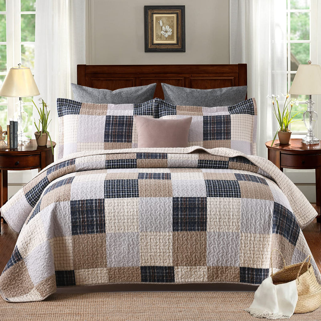PANGUSHAN 100% Cotton Quilt Set Queen Size