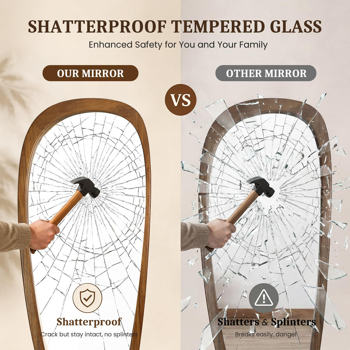 Solid Wood Irregular Full-Length Mirror