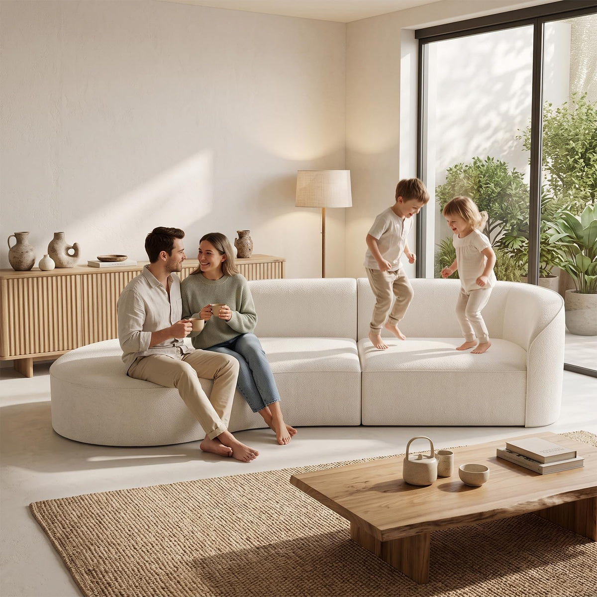 110 Inch Sectional Sofa with Deep Seat Right