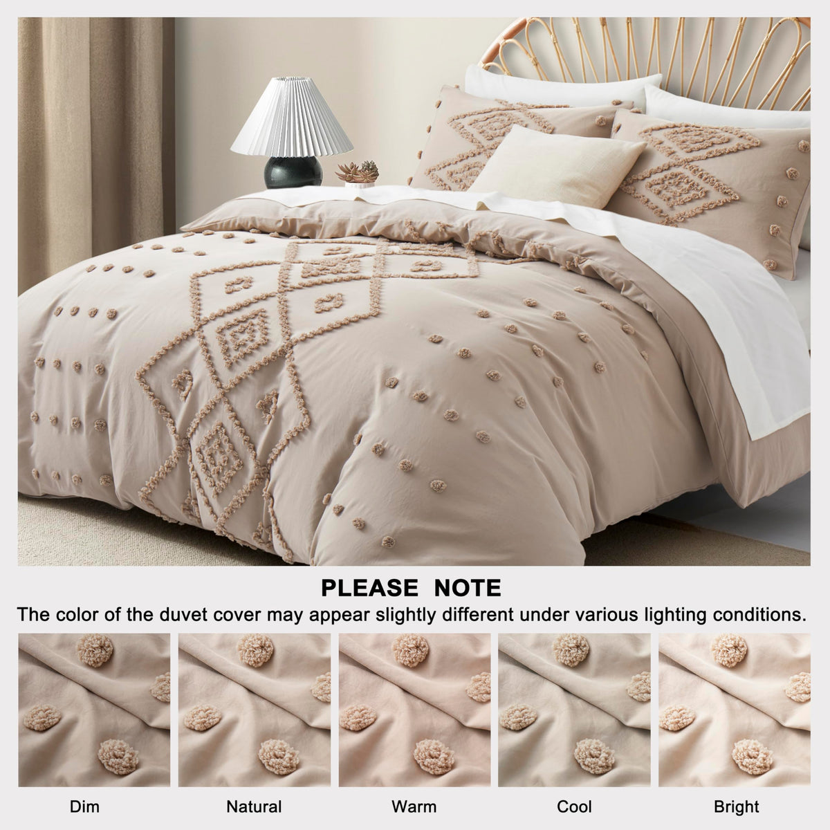 Oli Anderson Tufted Boho Queen Duvet Cover Set, Pumpkin Brown, 3 Pieces