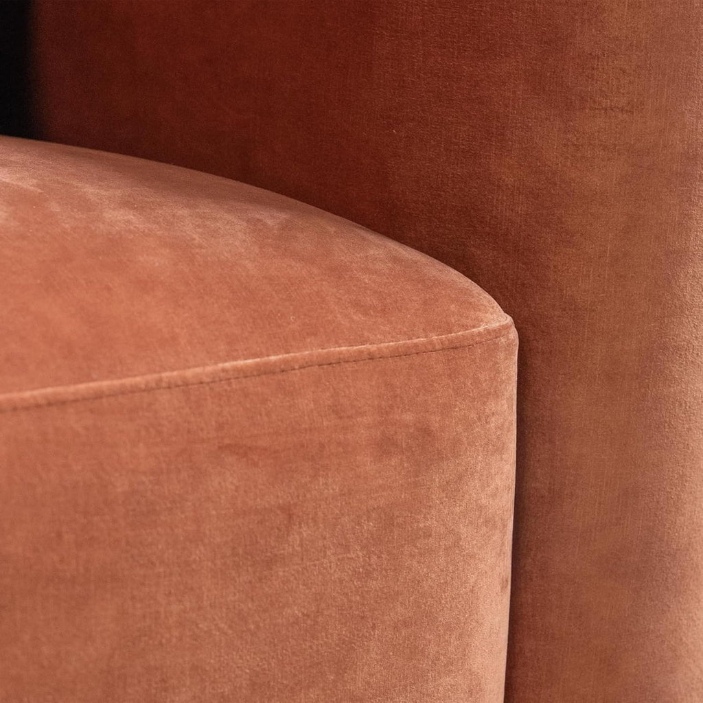 Acanva Mellow Modern Tight Curved Back Velvet Sofa, 4 Seater Modular