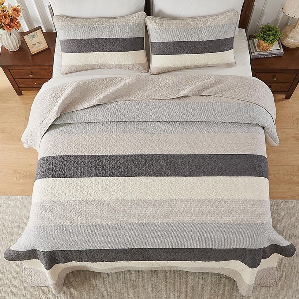 SahSahCasa 128"x120" 100% Cotton Oversized California King XL Bedspread Coverlet
