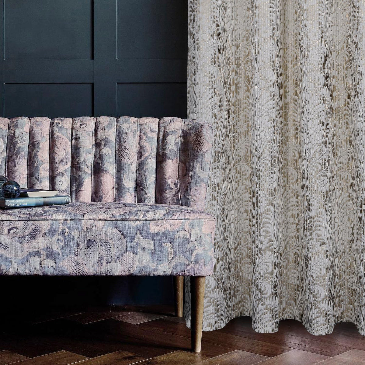 Damask Foil-Print Velvet Blackout Curtains