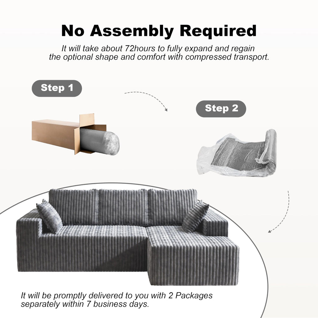 Modular L-Shaped Memory Foam Sectional Sofa