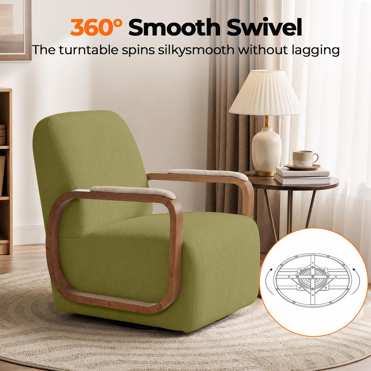 Couchus Swivel Accent Chair with Sturdy Base (Beige, Set of 2)