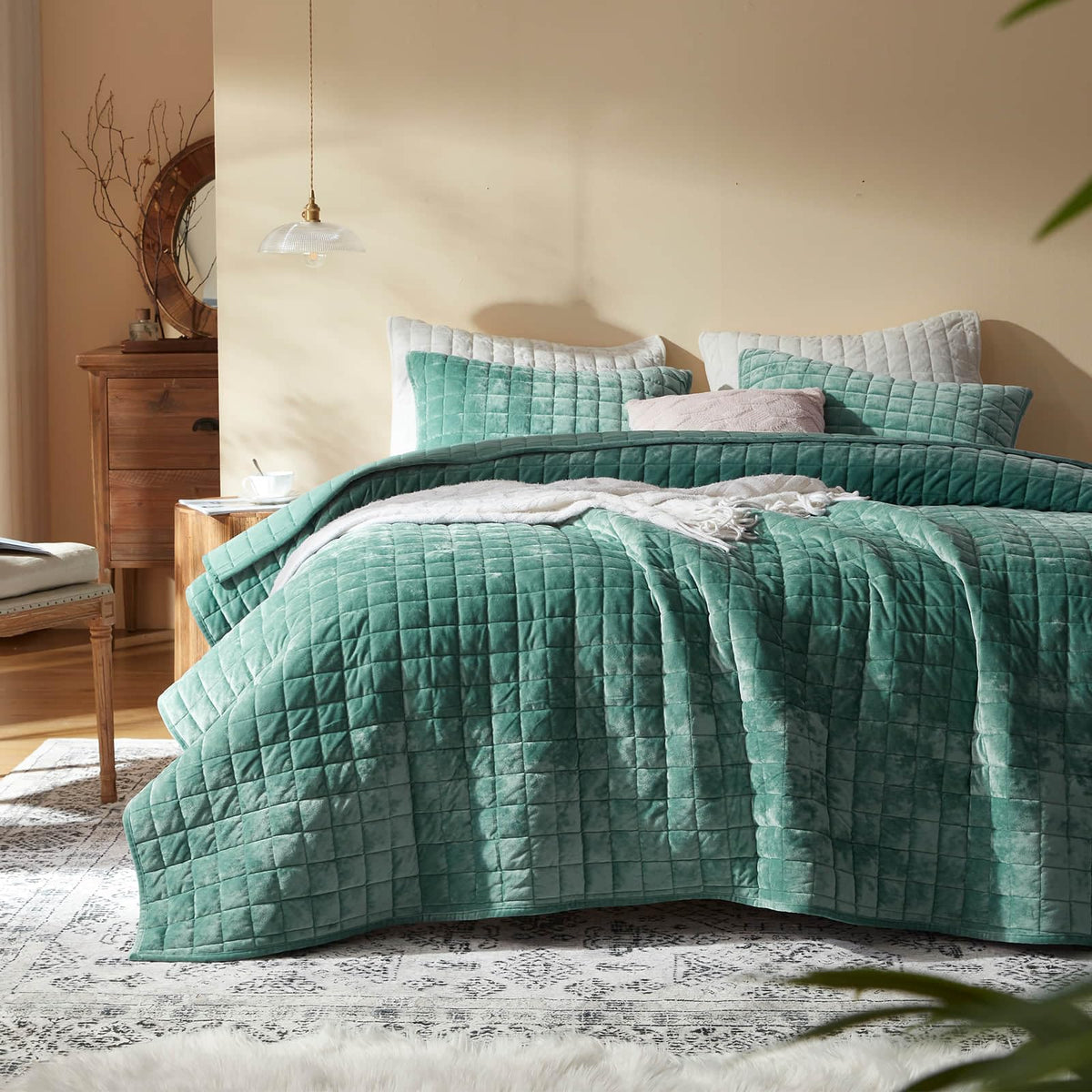 LEAONME Velvet Quilt King Size-98''x106''