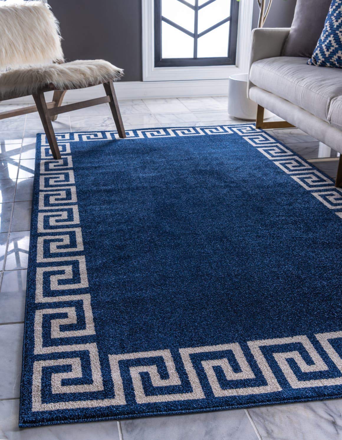 Unique Loom Athens Collection Classic Geometric Modern Border Design Area Rug