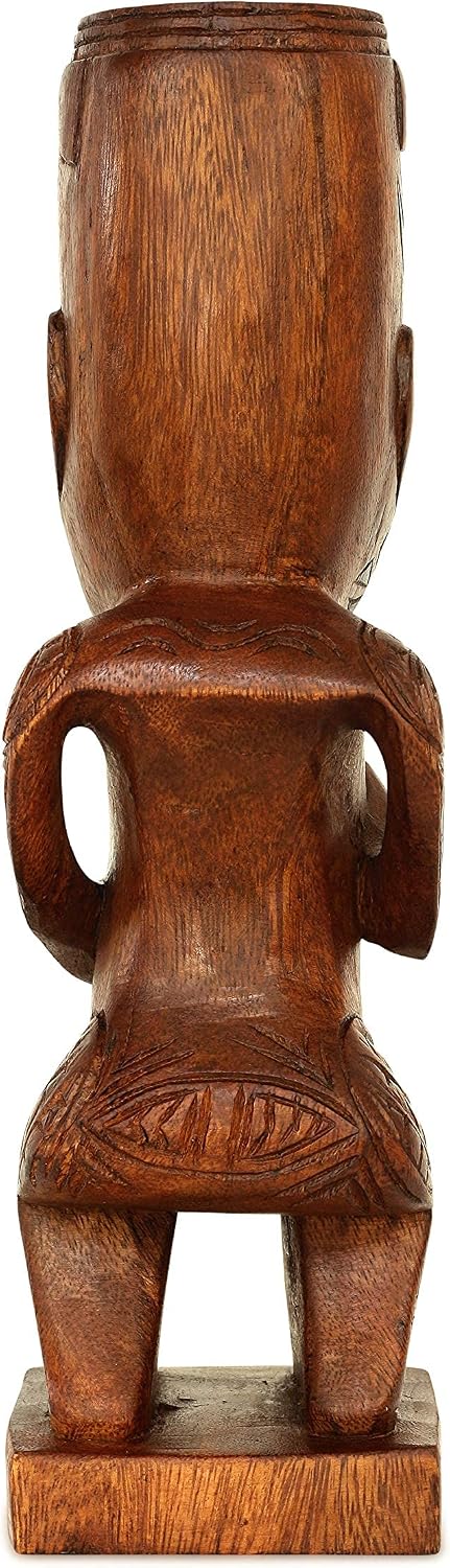 G6 Collection Handmade Wooden Primitive Tattoo Face Tribal Statue Sculpture Tiki