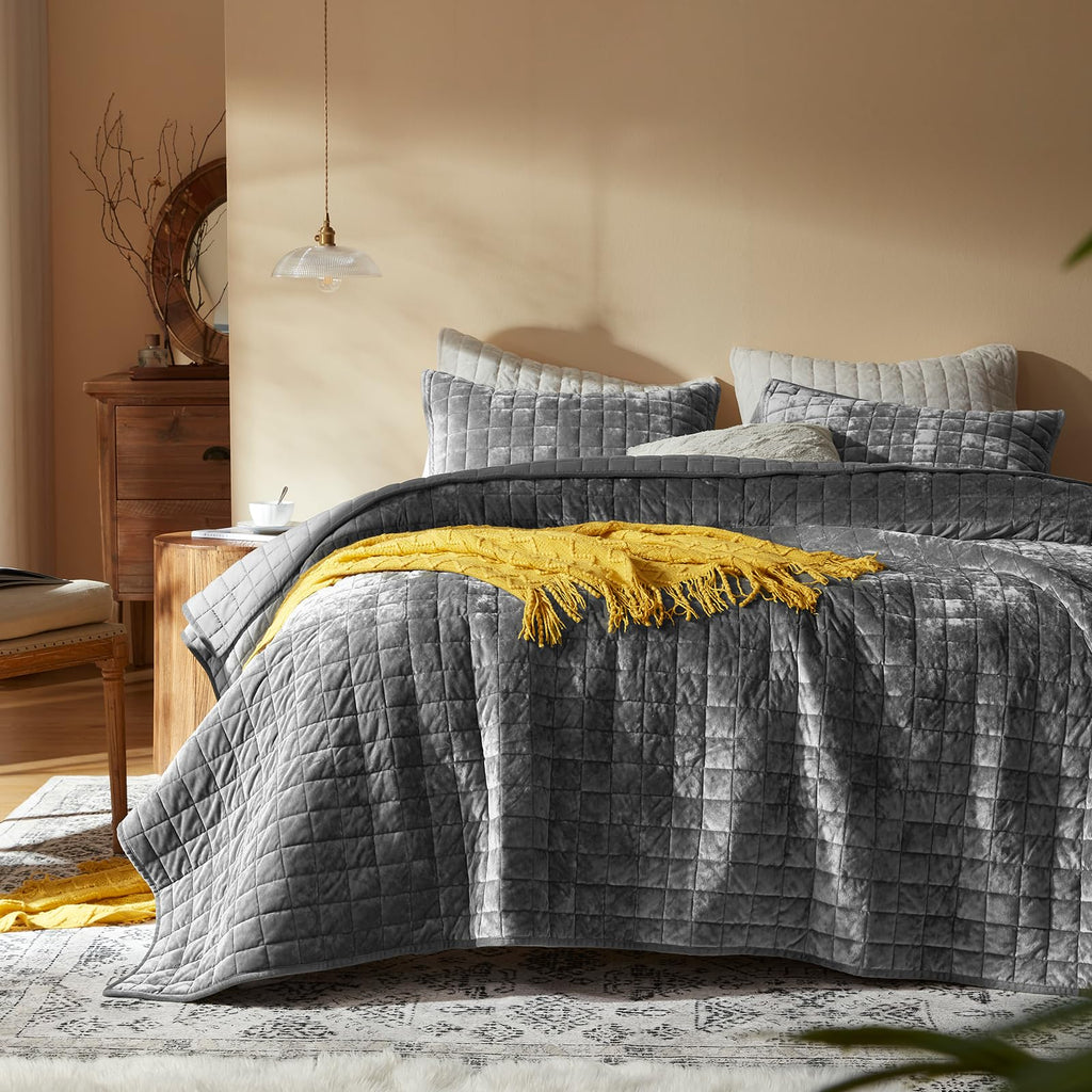 LEAONME Velvet Quilt King Size-98''x106''