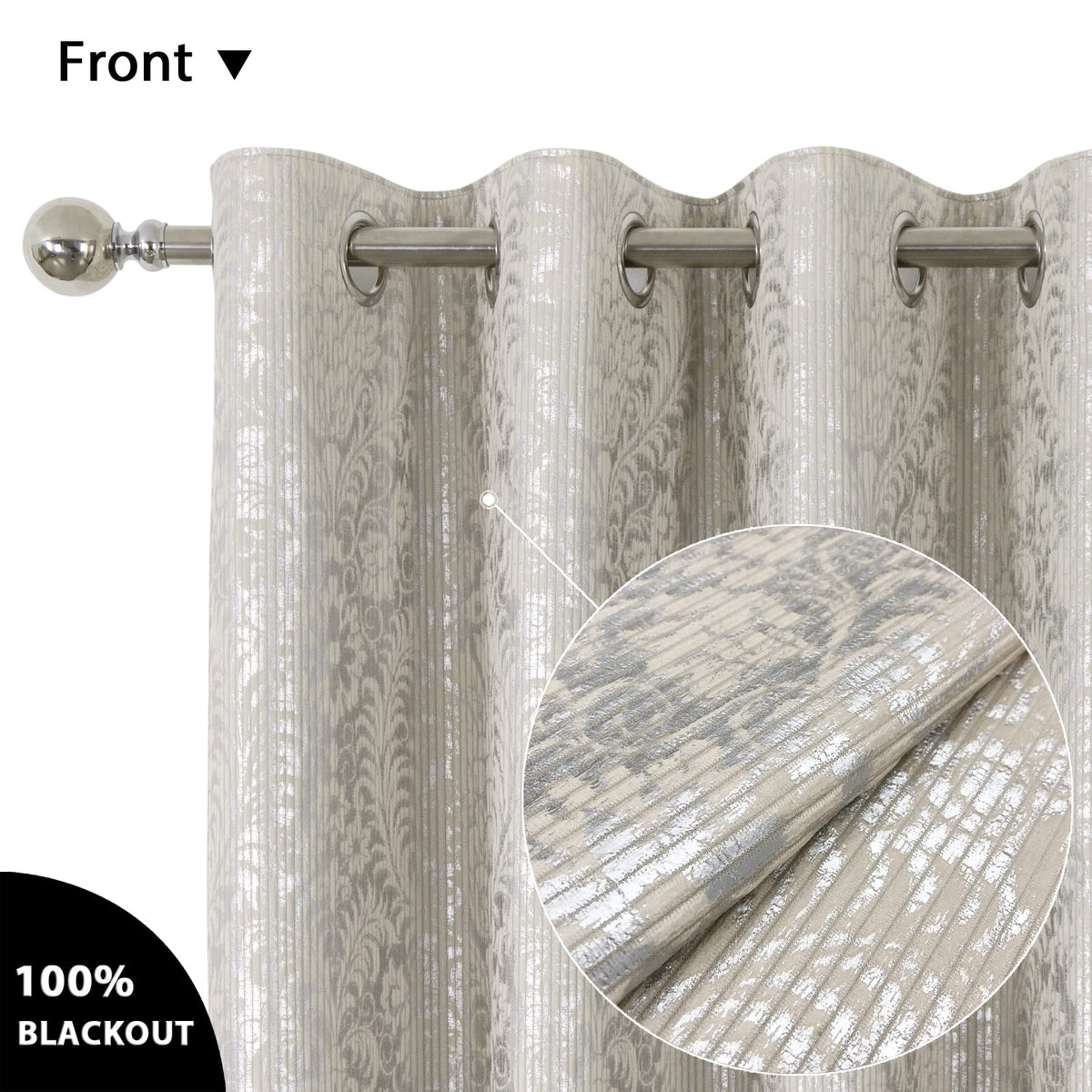 Damask Foil-Print Velvet Blackout Curtains