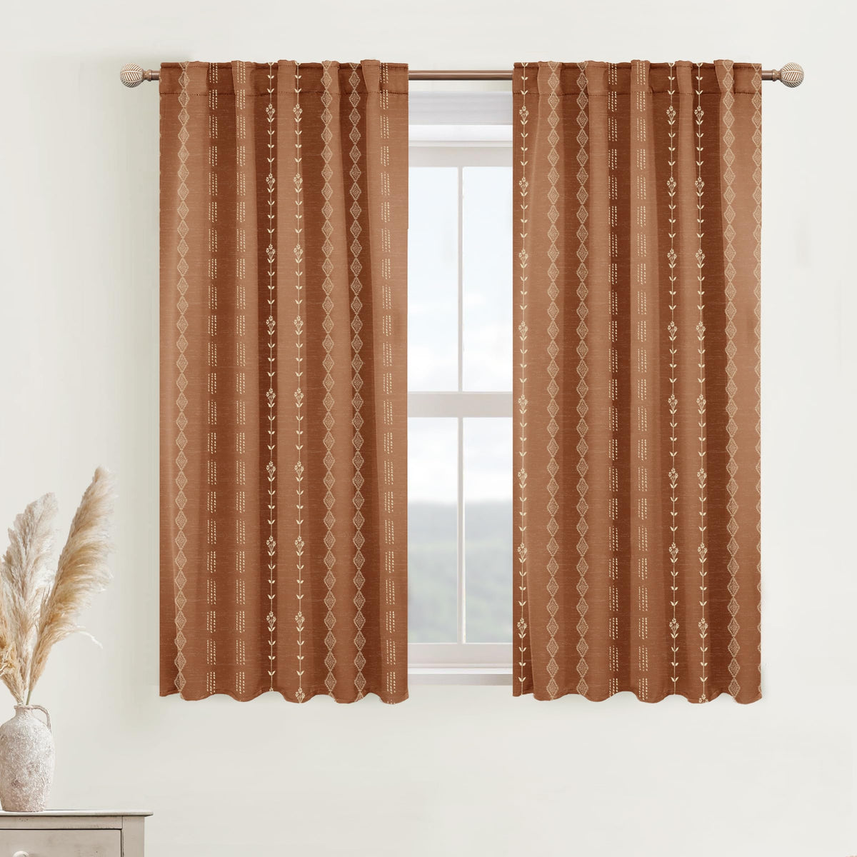 Earth-Tone Boho Curtains, Set of Two