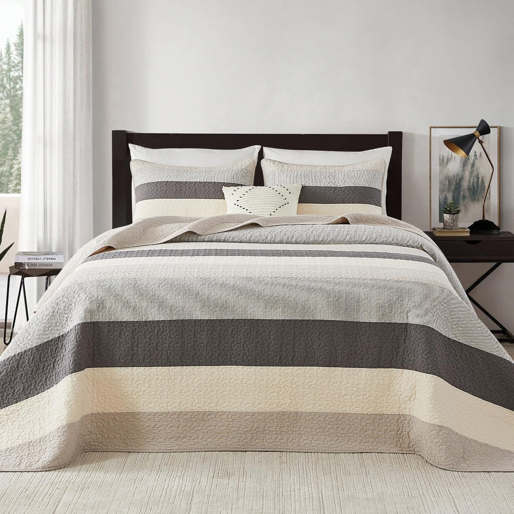 SahSahCasa 128"x120" 100% Cotton Oversized California King XL Bedspread Coverlet