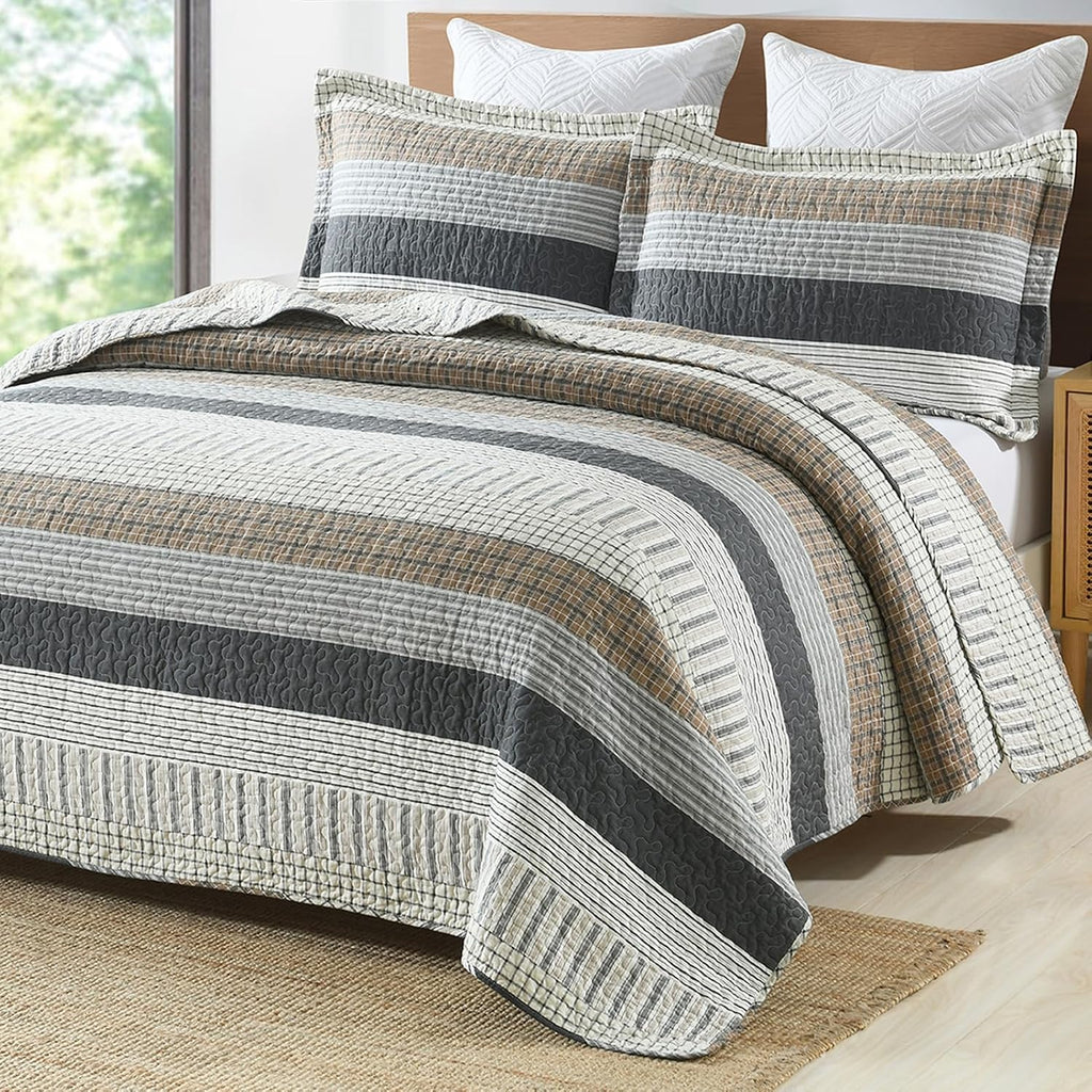 PANGUSHAN 100% Cotton Quilt Set Queen Size