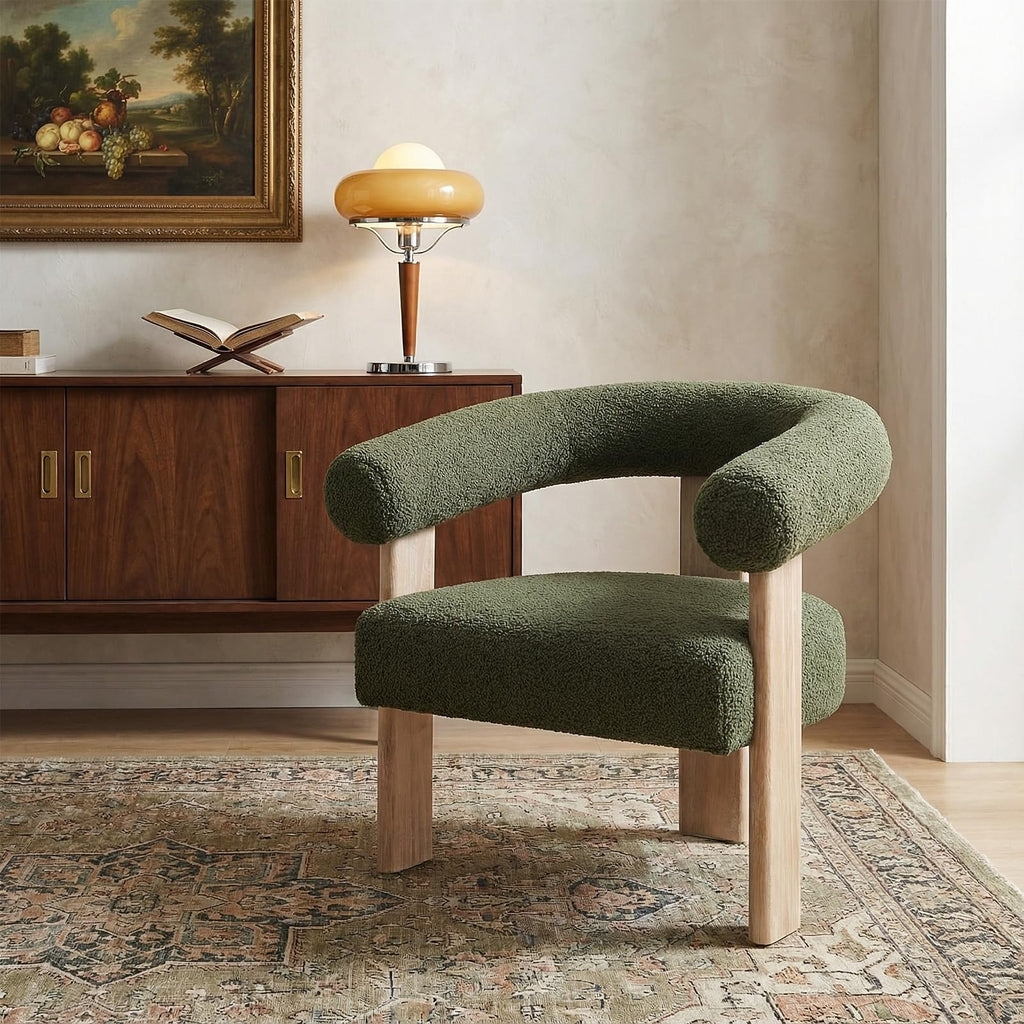 VKNOW Barrel Accent Chairs Set of 2 with Armrests and Rubberwood Legs