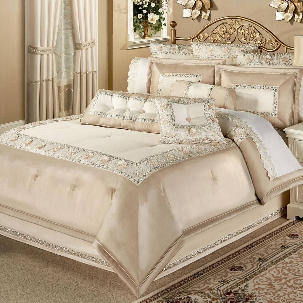 Touch of Class Luxury Elegante Faux Silk Comforter Bedding, Queen, 4 Pc Set