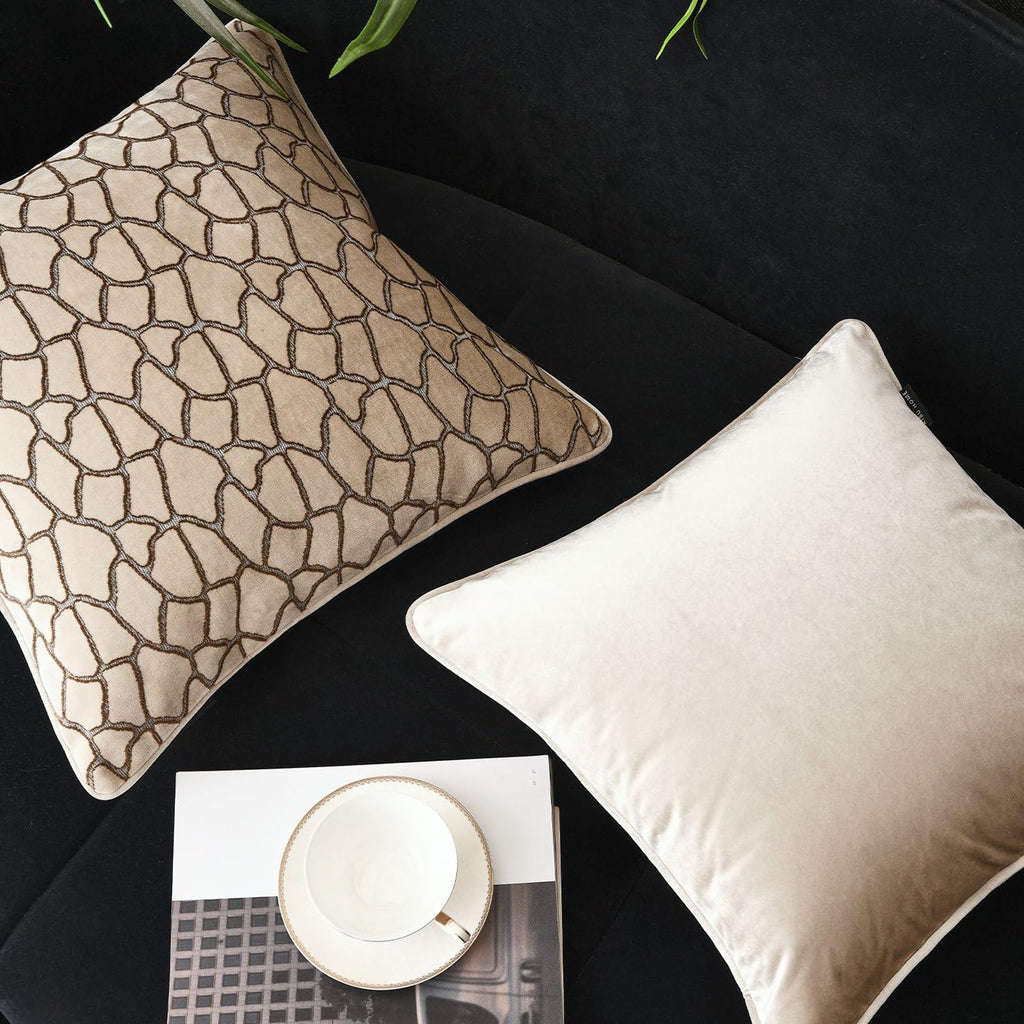 Luxury Brown Cut Pile Velvet Pillow Covers 18x18 with Raised Textured Pattern(Not a