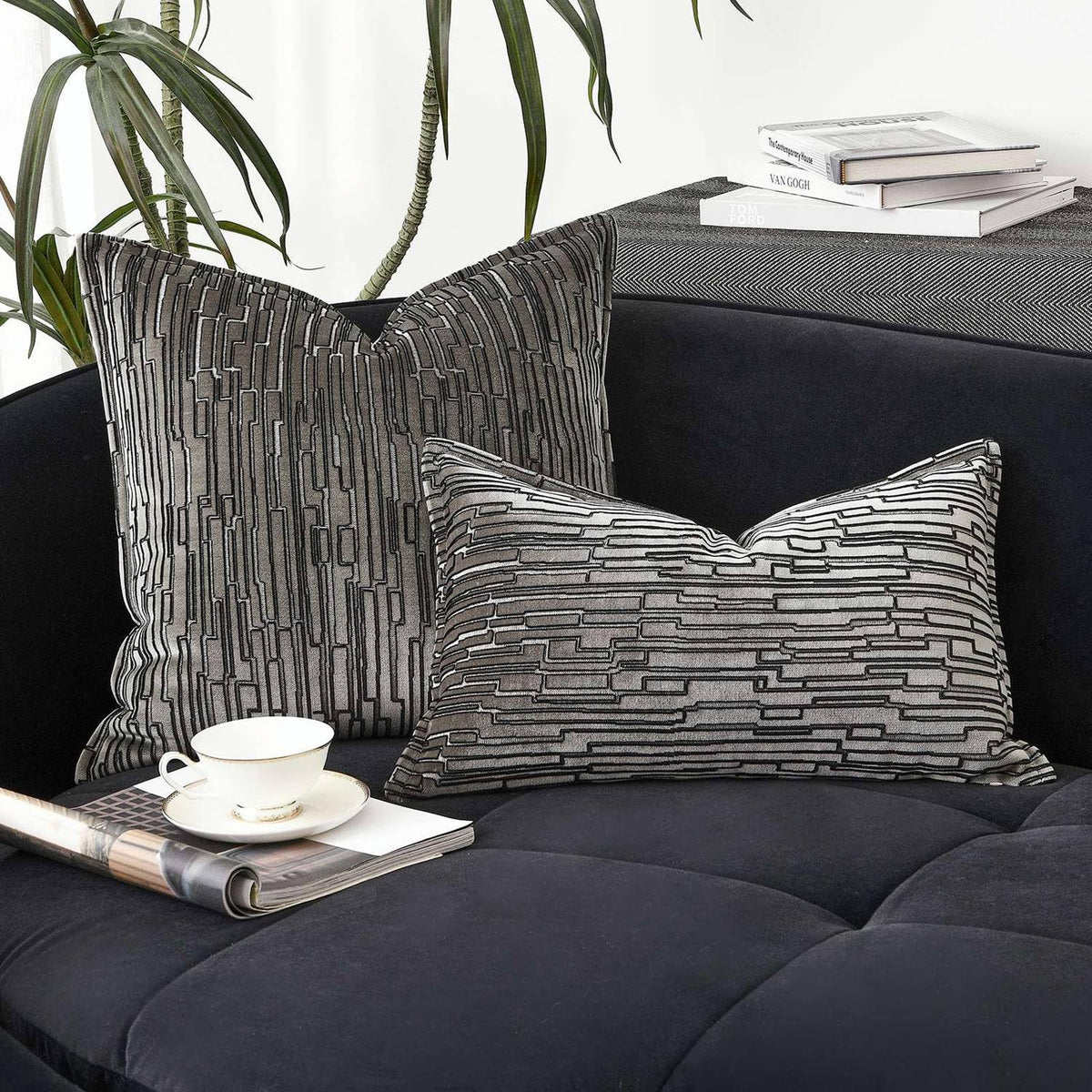 Luxury Brown Cut Pile Velvet Pillow Covers 18x18 with Raised Textured Pattern(Not a