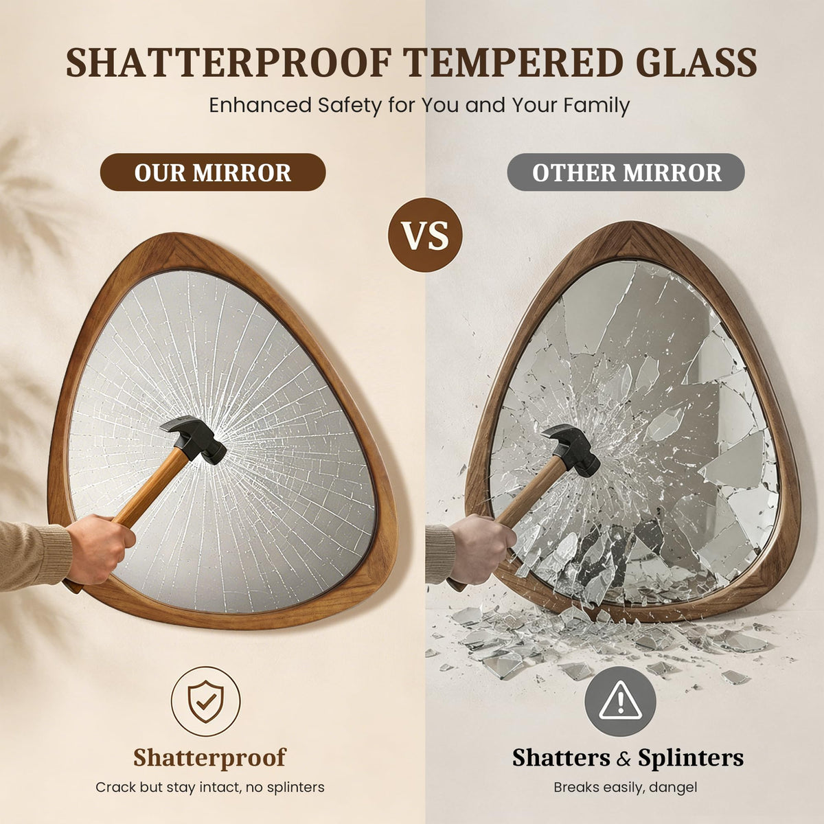 Solid Wood Irregular Full-Length Mirror