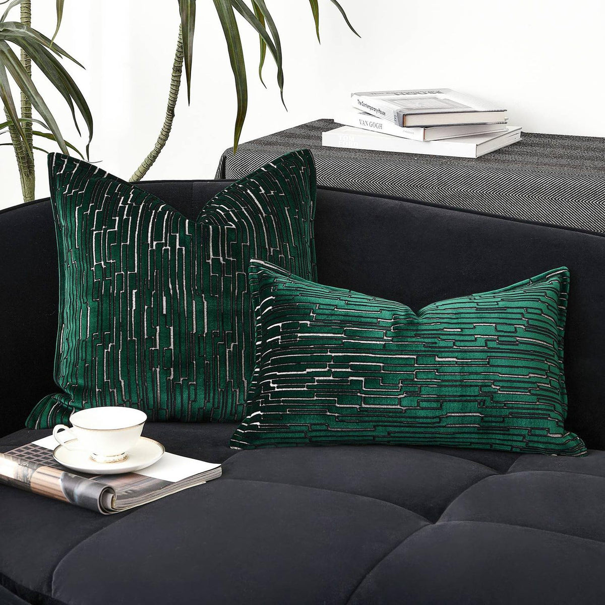 Luxury Brown Cut Pile Velvet Pillow Covers 18x18 with Raised Textured Pattern(Not a