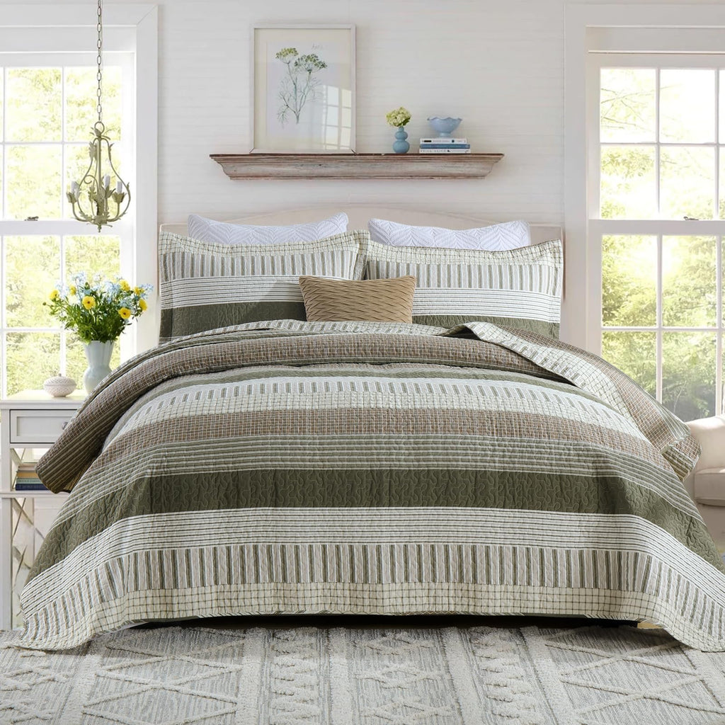 PANGUSHAN 100% Cotton Quilt Set Queen Size