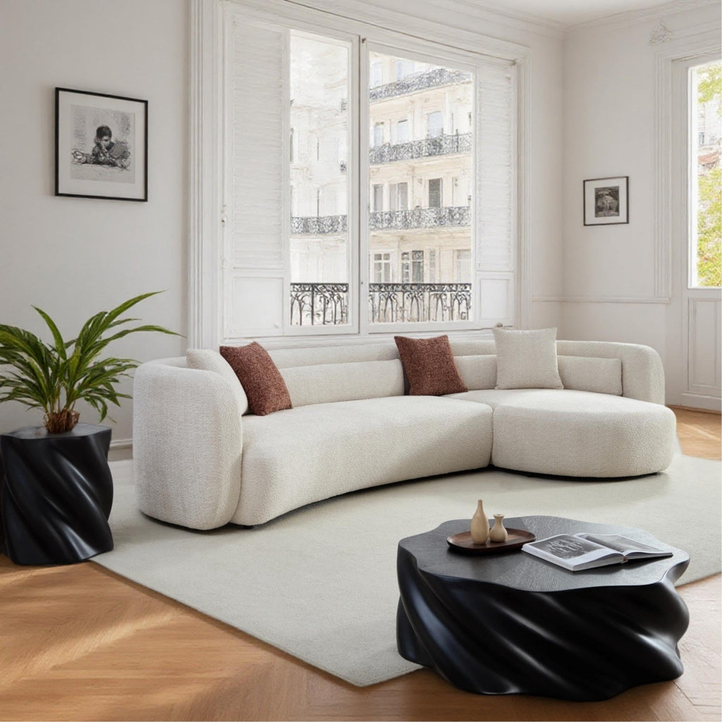 102.36" Curved Sectional Sofa, Gray Velvet 4-Seat Couch
