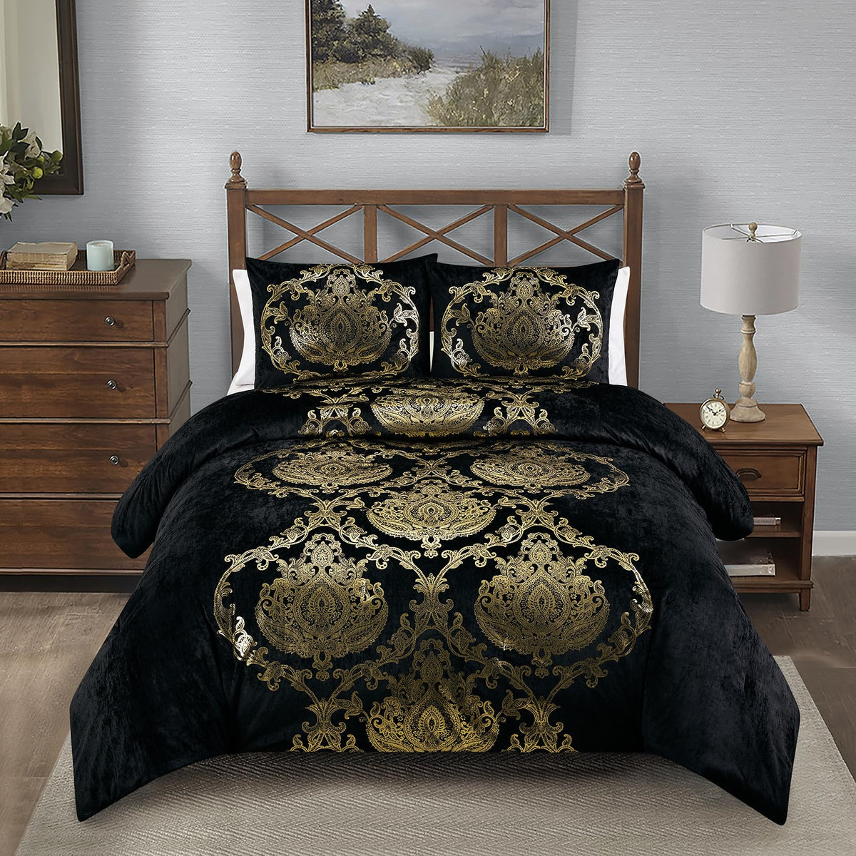 Sunshine Nicole Metallic Print Comforter Set
