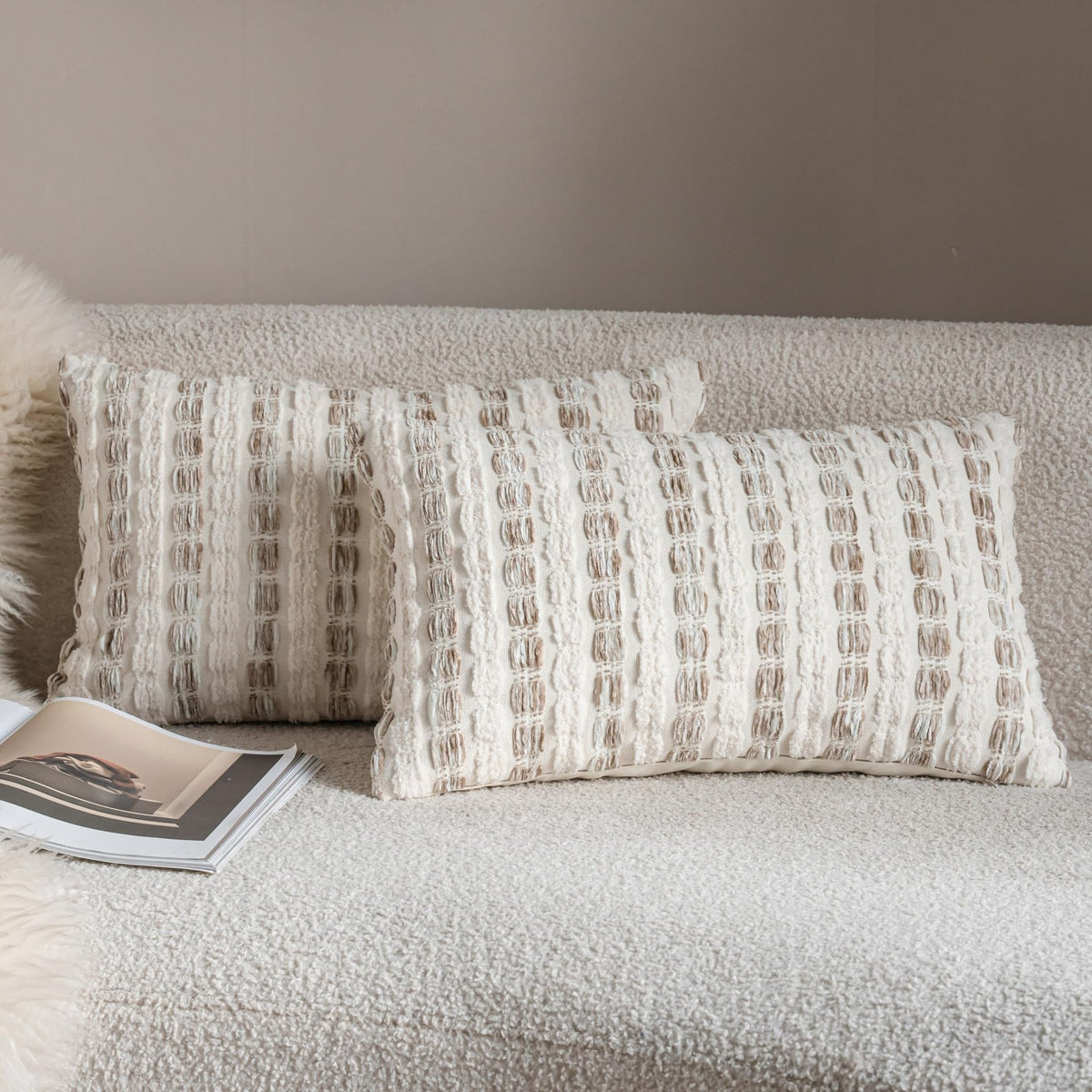 Striped Chenille Pillow Covers