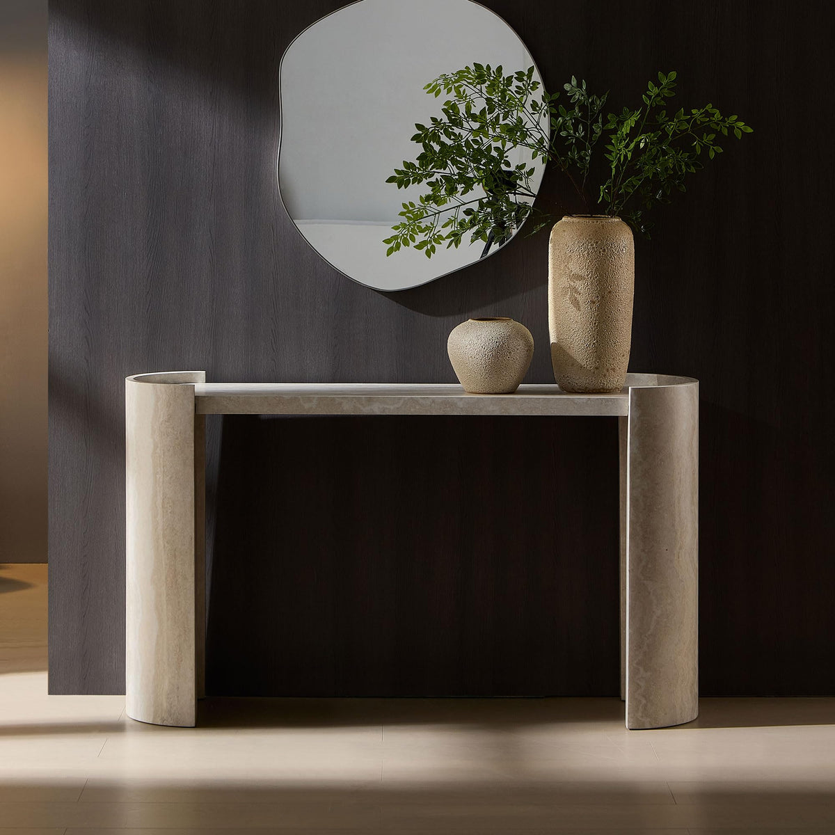 47.24" Fiberglass Entryway Table, Narrow Long Console Table, Modern Wavy Design Sofa Table Entrance Table for Living Room,Foyer,Hallway,No Need Assembly