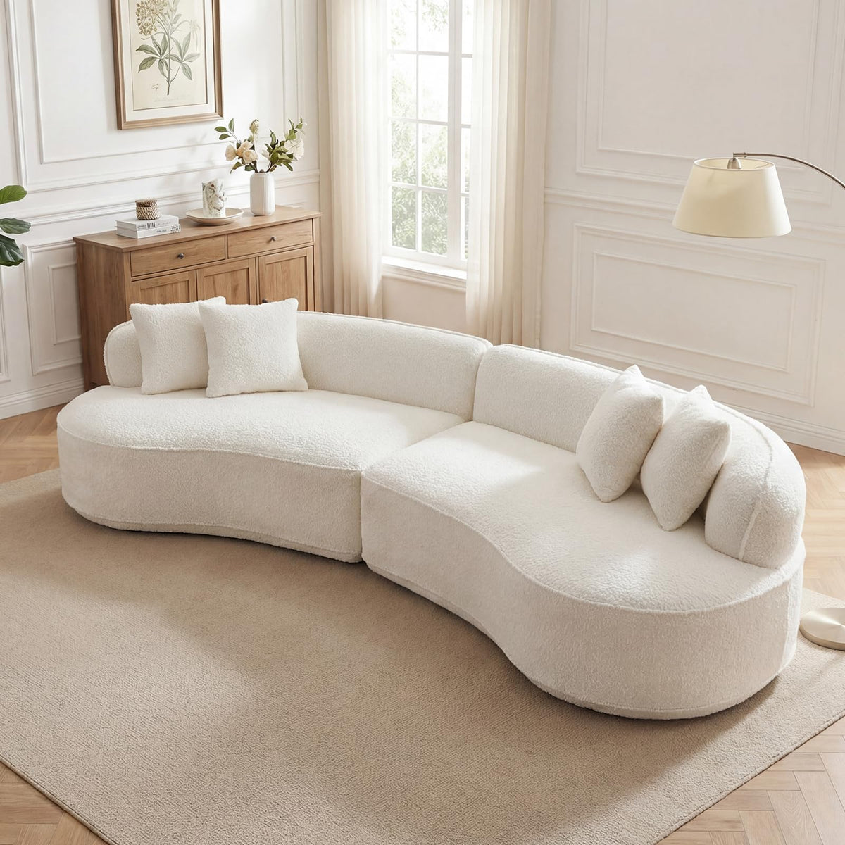 Curved Cloud Sectional Sofa with Pillows