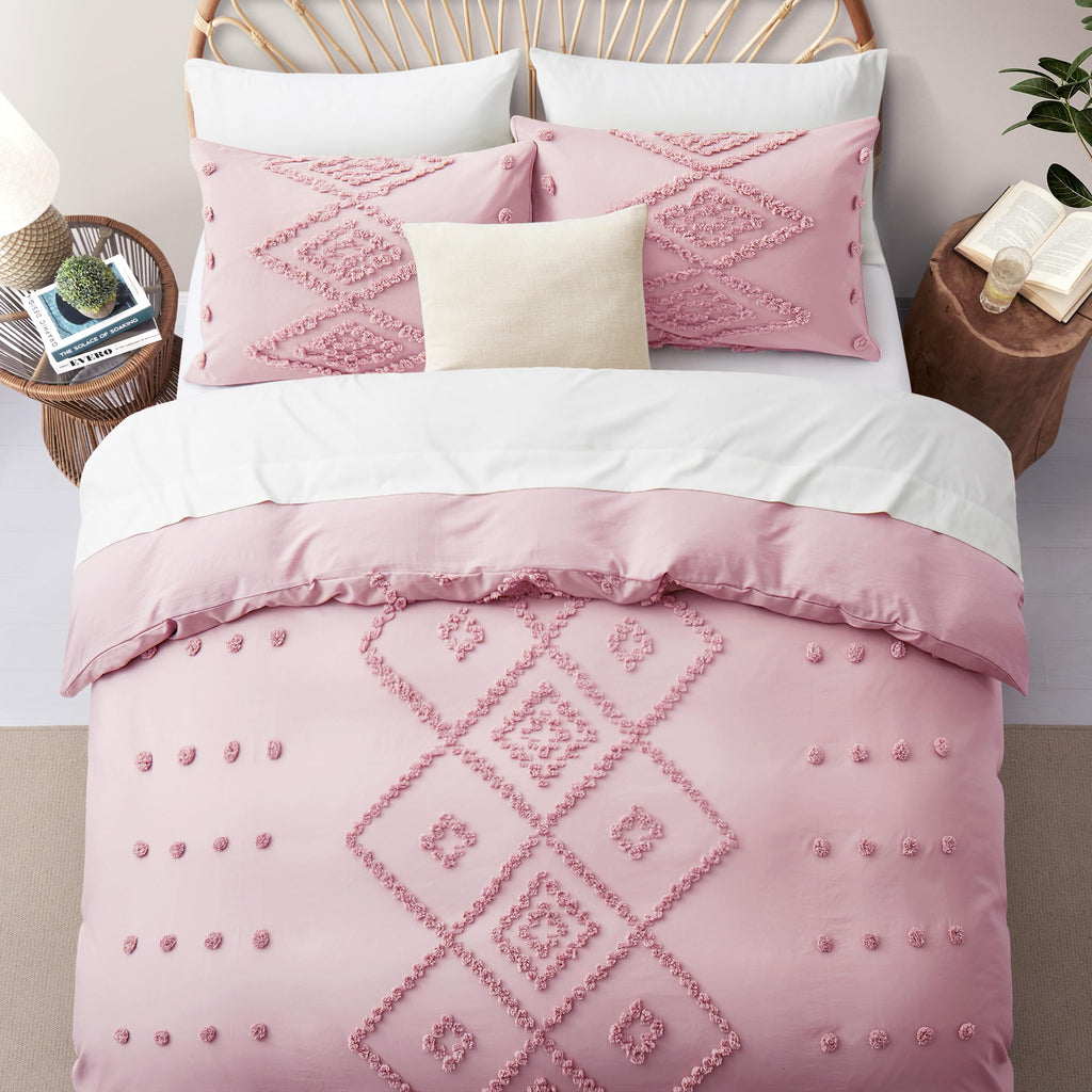 Oli Anderson Tufted Boho Queen Duvet Cover Set, Pumpkin Brown, 3 Pieces