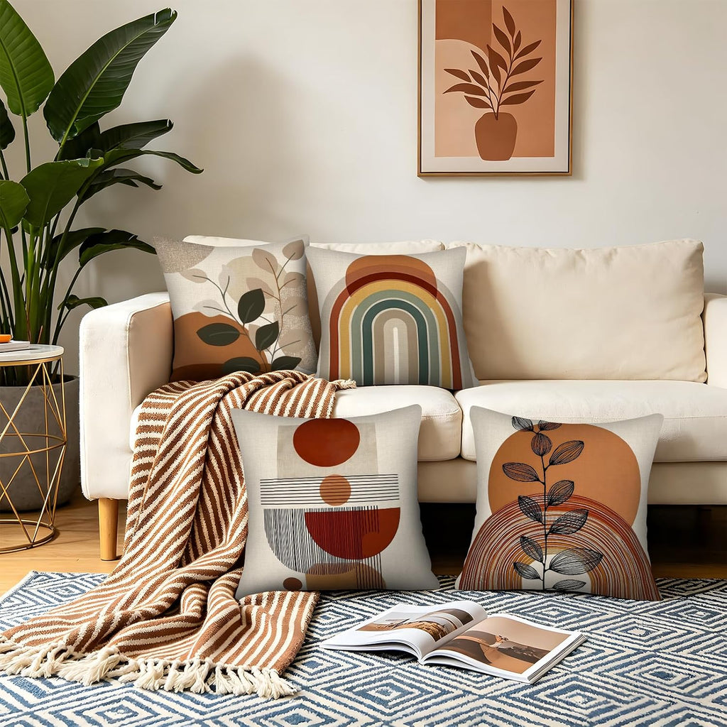 Boho Throw Pillows Covers 18X18 Set of 4, Terracotta Cushion