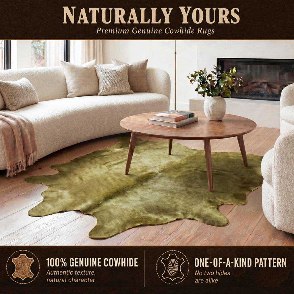 Natural Geneva Cowhide Area Rug, Off-White, 6 ft x 7 ft