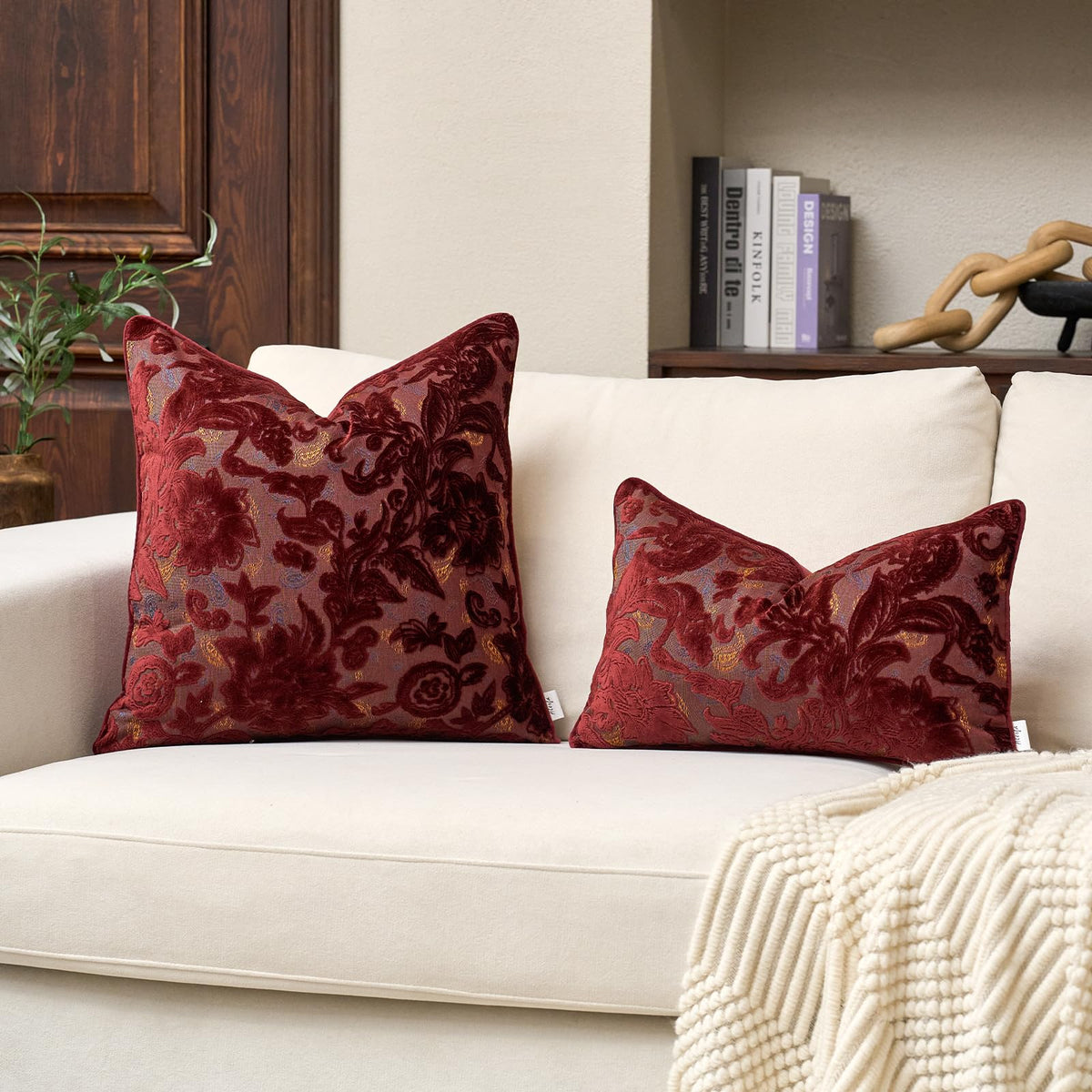 Vintage Floral Cut-Velvet Pillow Cover