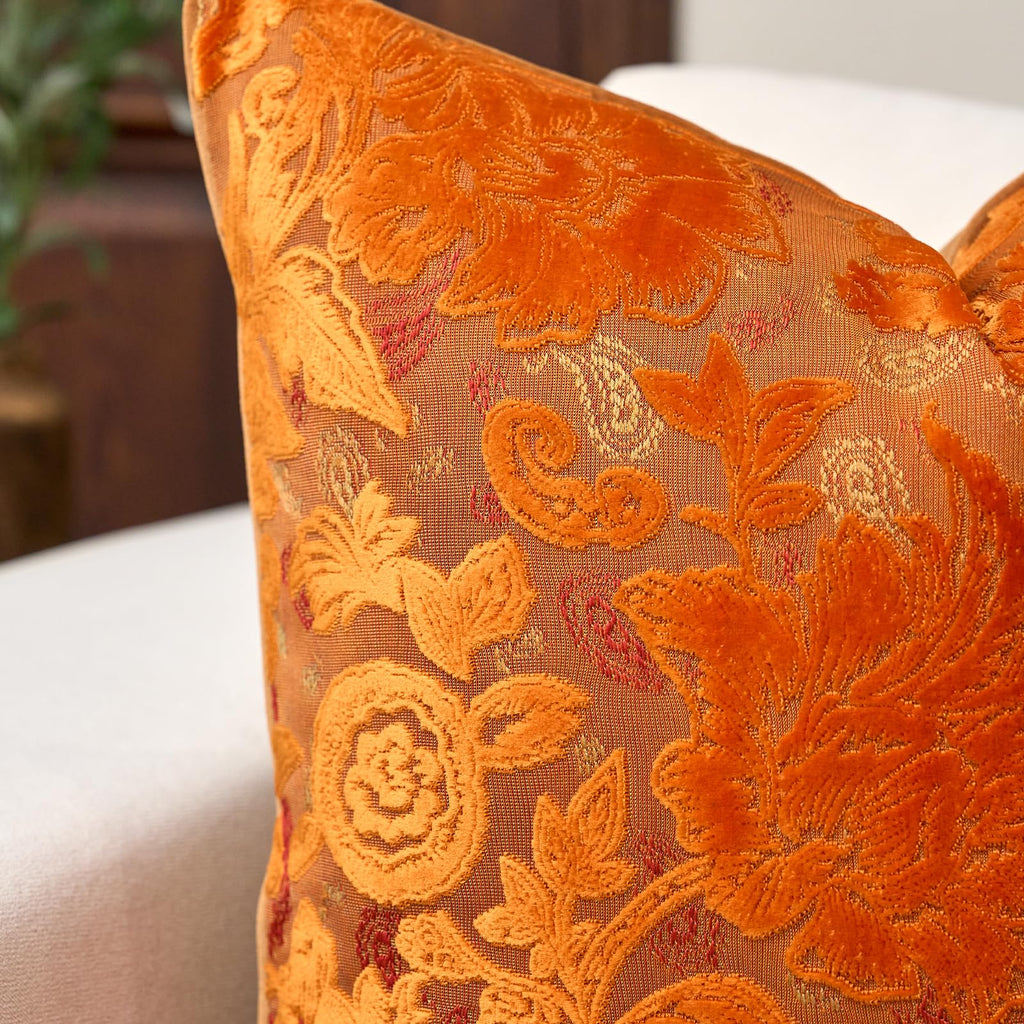 Vintage Floral Cut-Velvet Pillow Cover