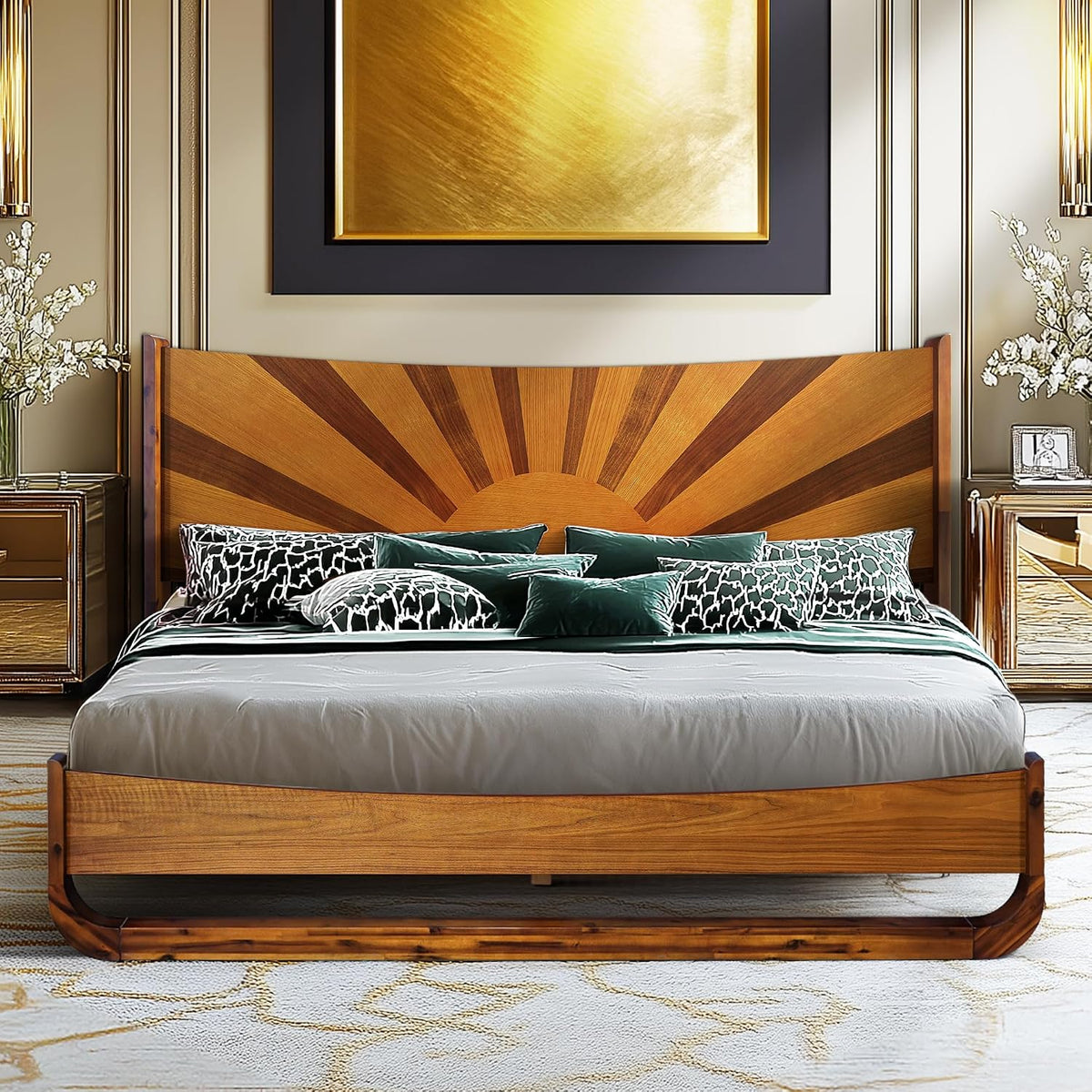 Sunset Solid Acacia Wood Queen Platform Bed