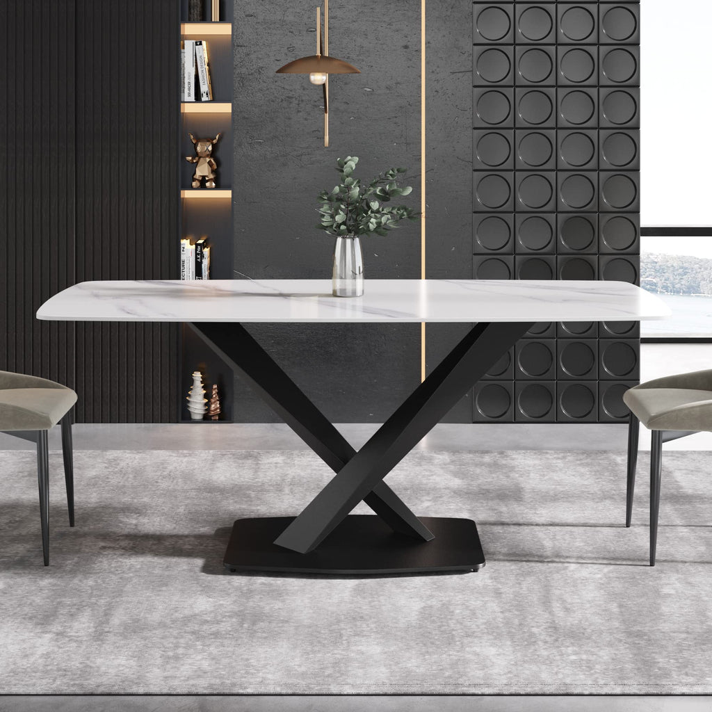 White Sintered-Stone Dining Table
