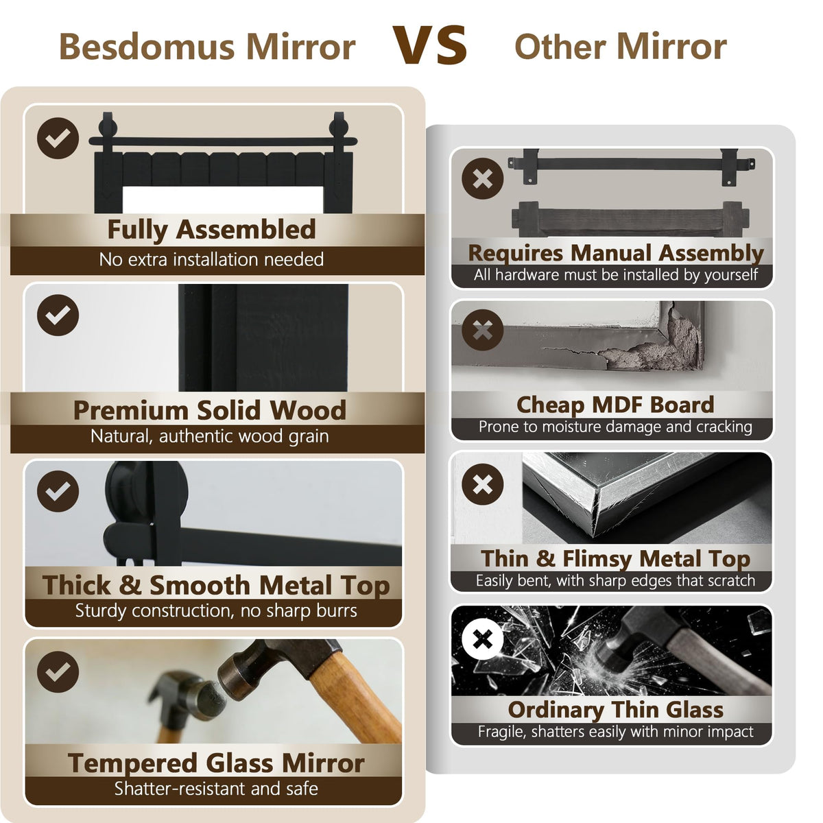 Rustic Barn-Door Bathroom Vanity Mirror