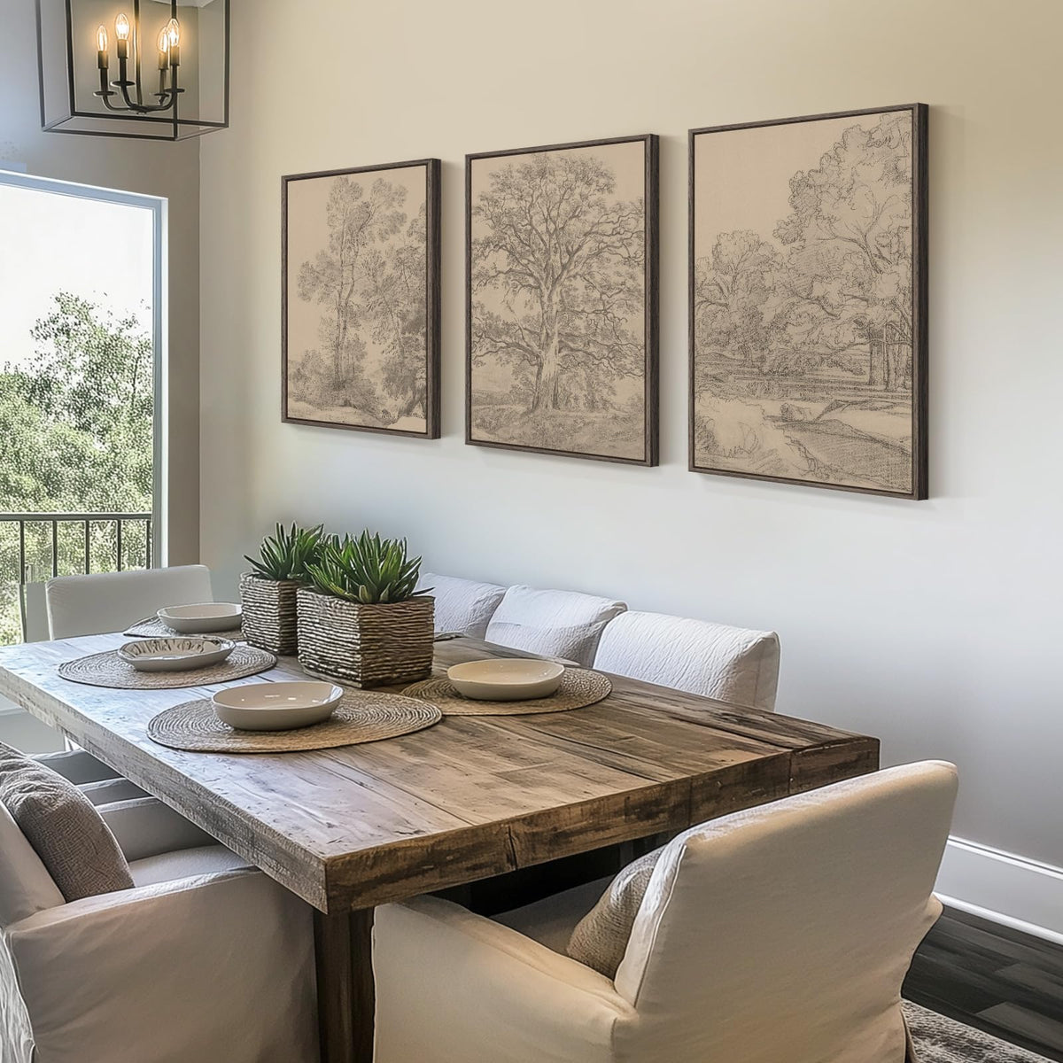 Framed Neutral Tree Ring Wall Art