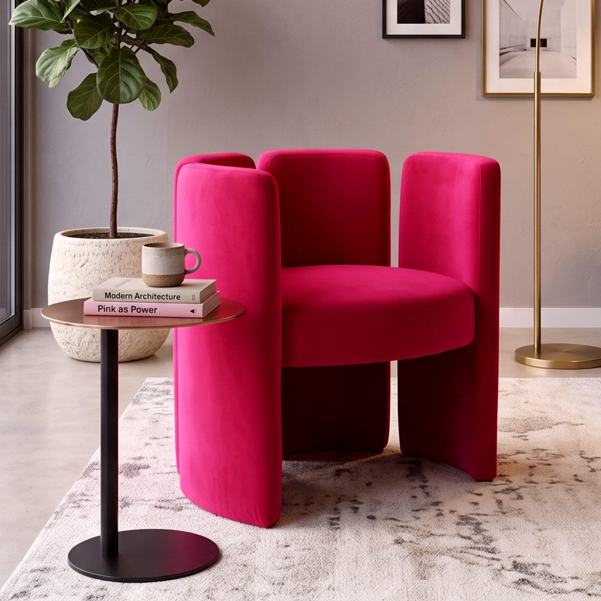 chairus Modern Accent Chair, Unique Velvet Barrel Reading Chair, Green