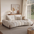 POVISON Arlo 85.2'' Oversized Curved Velvet Loveseat, 2 Seater, Beige