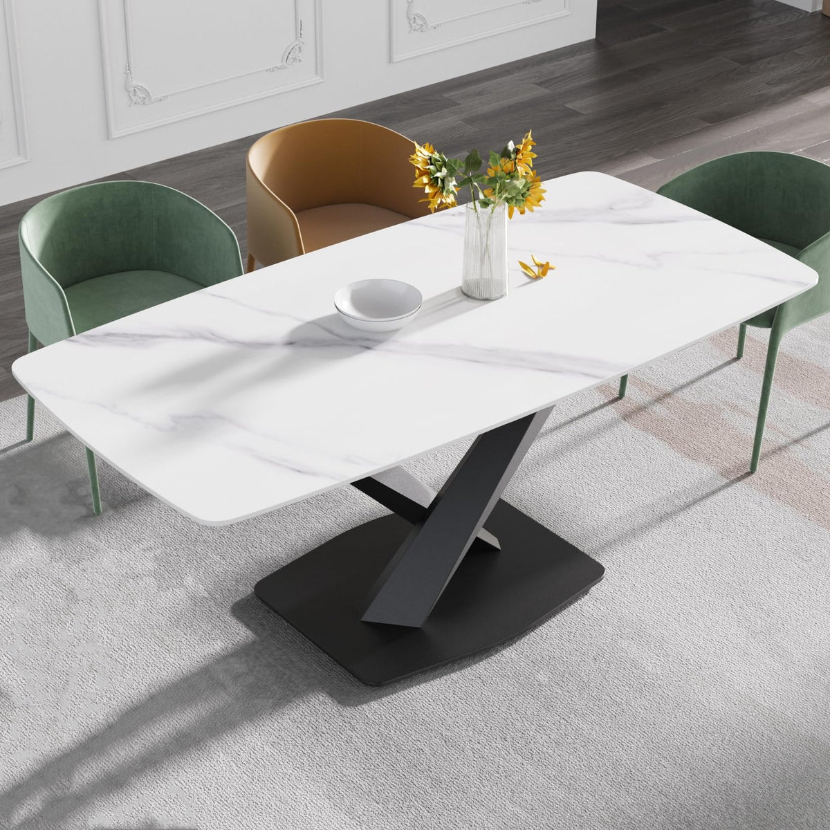 White Sintered-Stone Dining Table