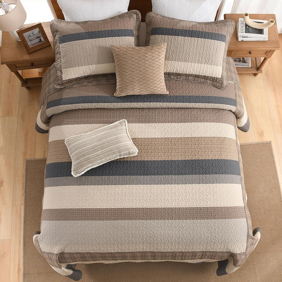 SahSahCasa 128"x120" 100% Cotton Oversized California King XL Bedspread Coverlet