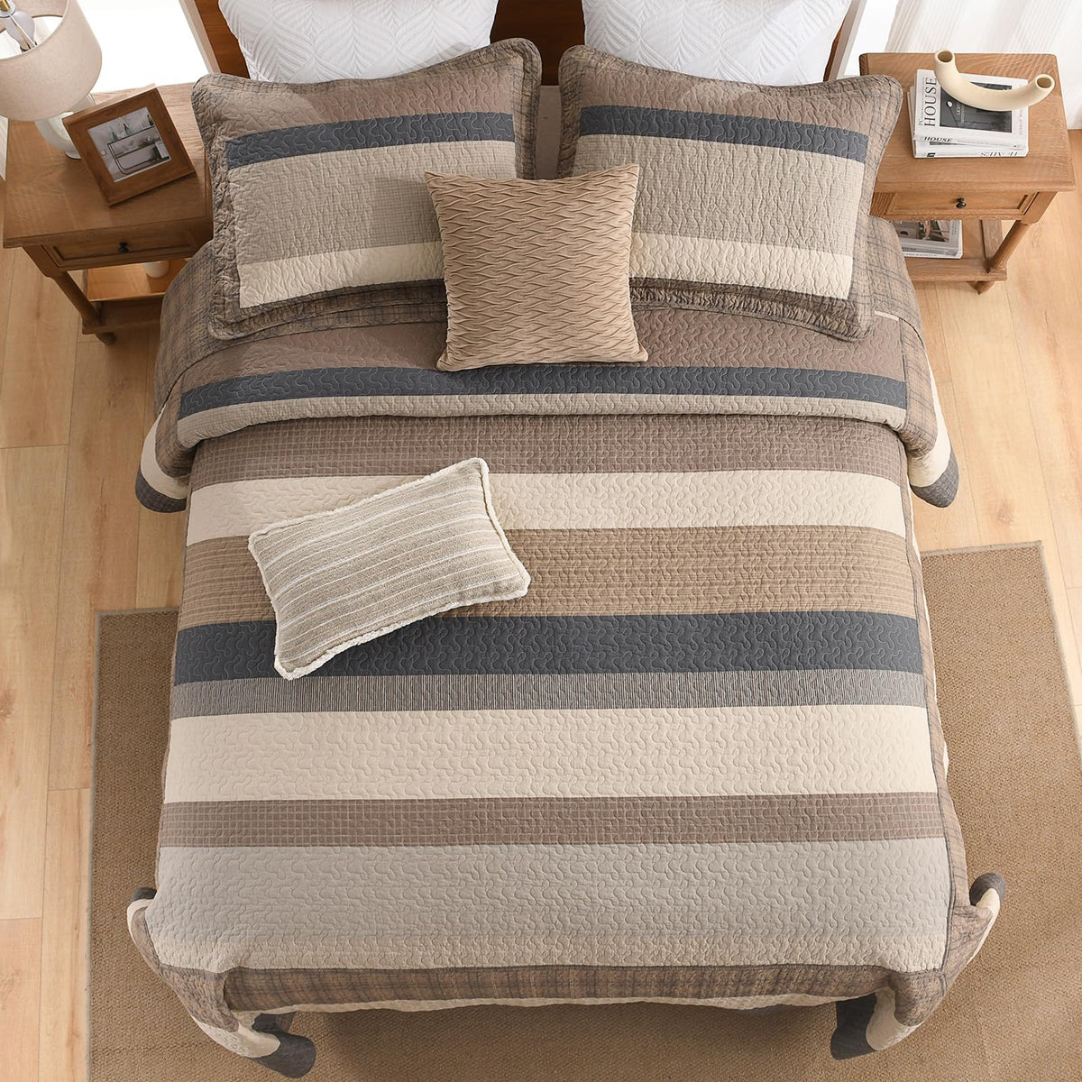 SahSahCasa 128"x120" 100% Cotton Oversized California King XL Bedspread Coverlet