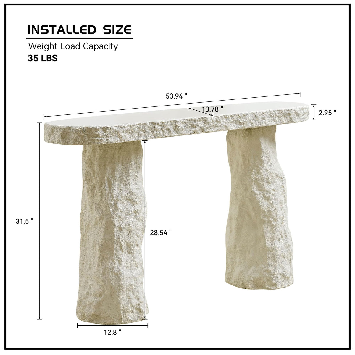 47.24" Fiberglass Entryway Table, Narrow Long Console Table, Modern Wavy Design Sofa Table Entrance Table for Living Room,Foyer,Hallway,No Need Assembly